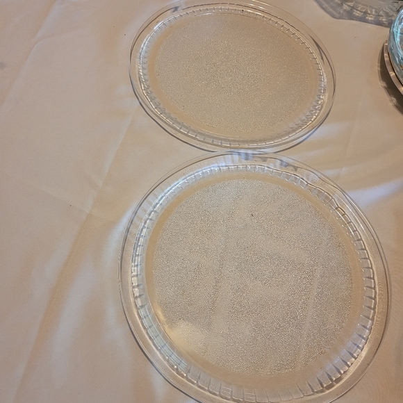 Glass 13" Serving Platter With Frosted Bottom Bevelled Edges 2 For One Money - Picture 1 of 7